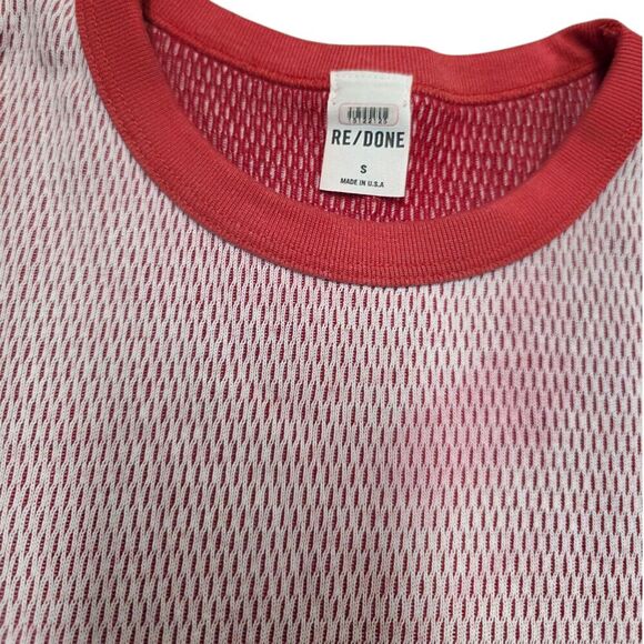 Re/Done Red Waffle Long Sleeve Crewneck Top S - Picture 5 of 6